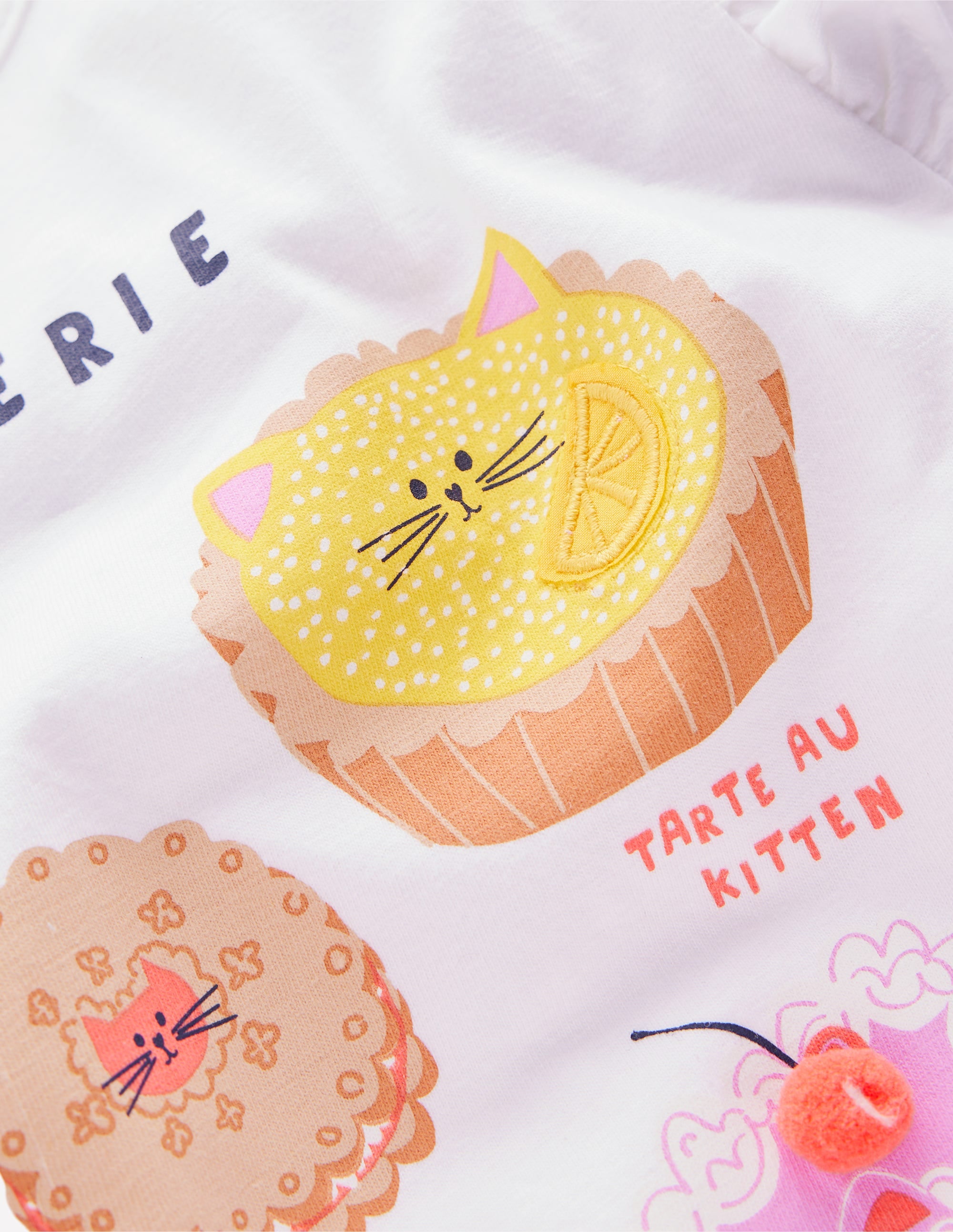 Langärmeliges Oberteil mit Rüschen und Logo-Naturweiß Catisserie - Image 3