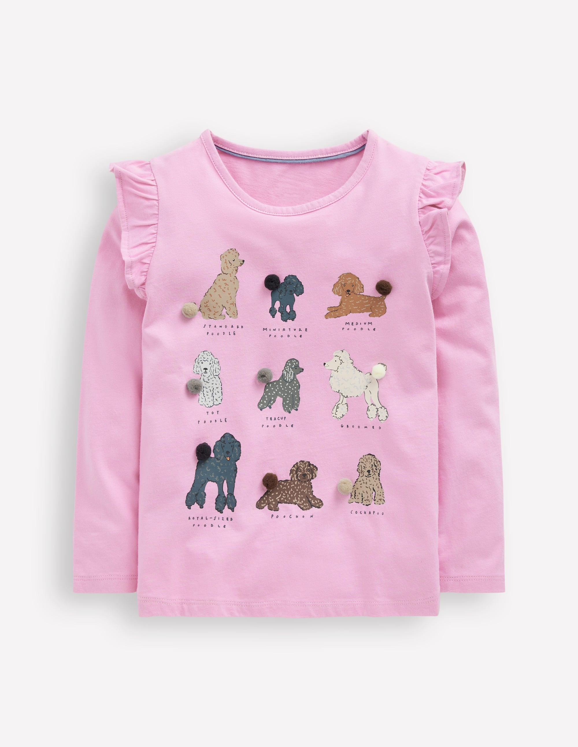 Langärmeliges Oberteil mit Rüschen und Logo-Kaugummirosa Hunde - Image 1
