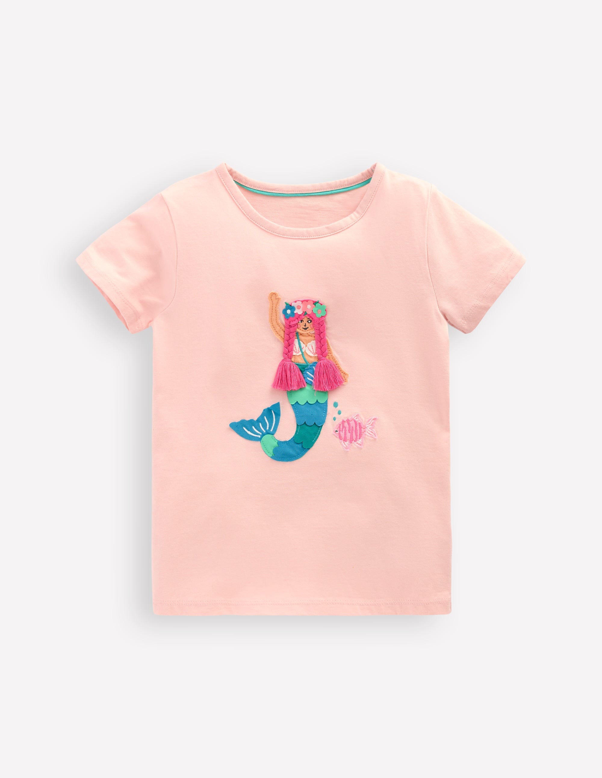 T-Shirt mit Applikation-Kreiderosa Meerjungfrau - Image 1