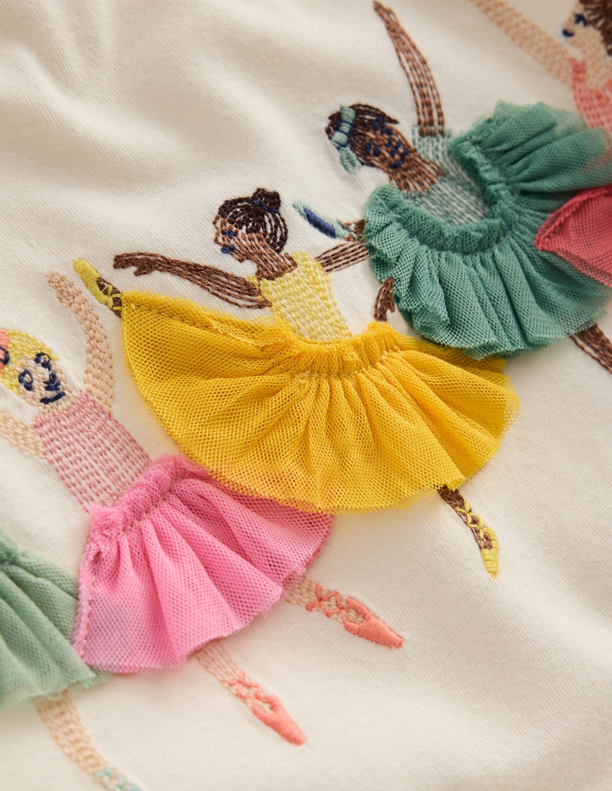 Oberteil mit Puffärmeln und Superstich-Naturweiß Ballerinas-3