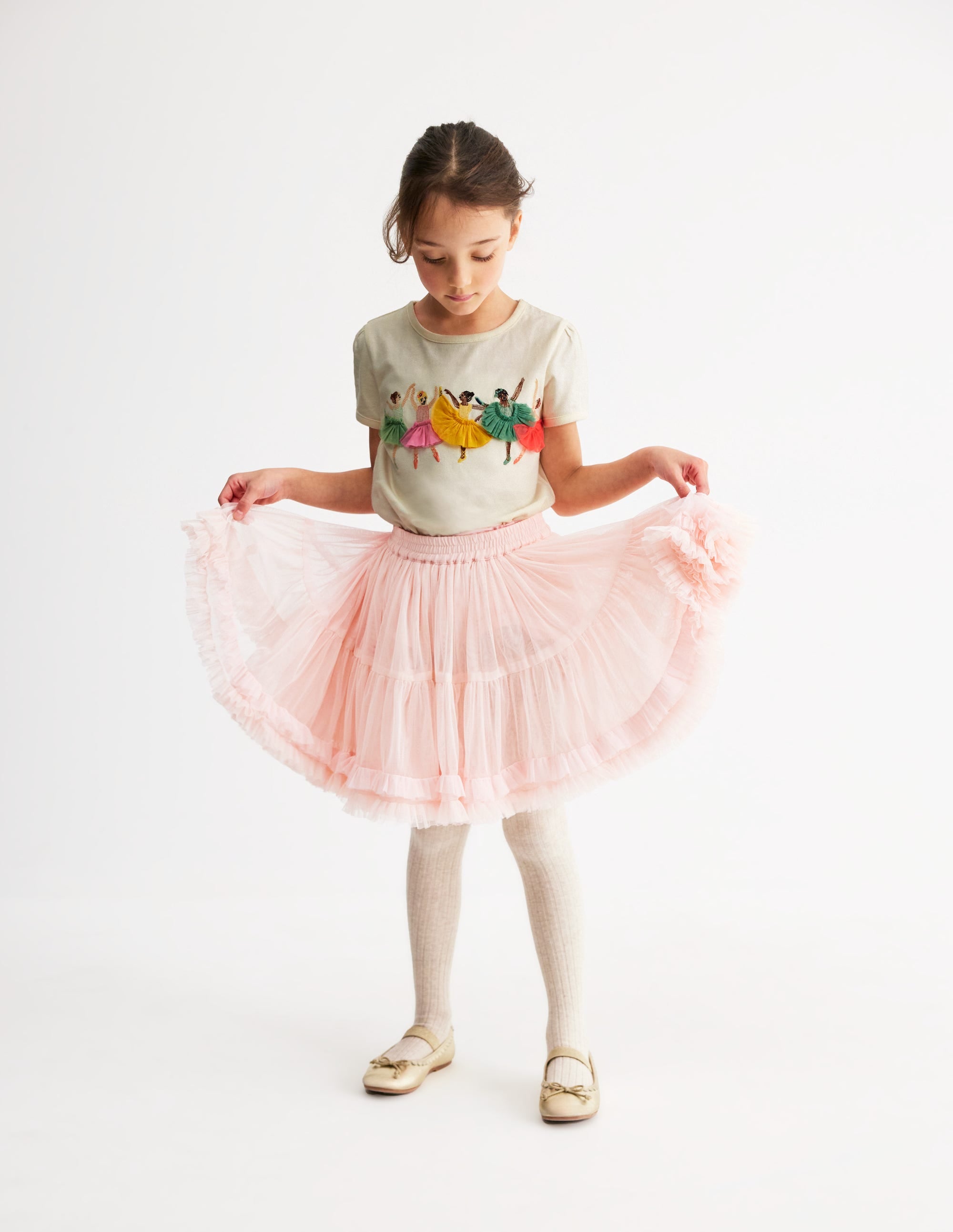 Oberteil mit Puffärmeln und Superstich-Naturweiß Ballerinas - Image 4