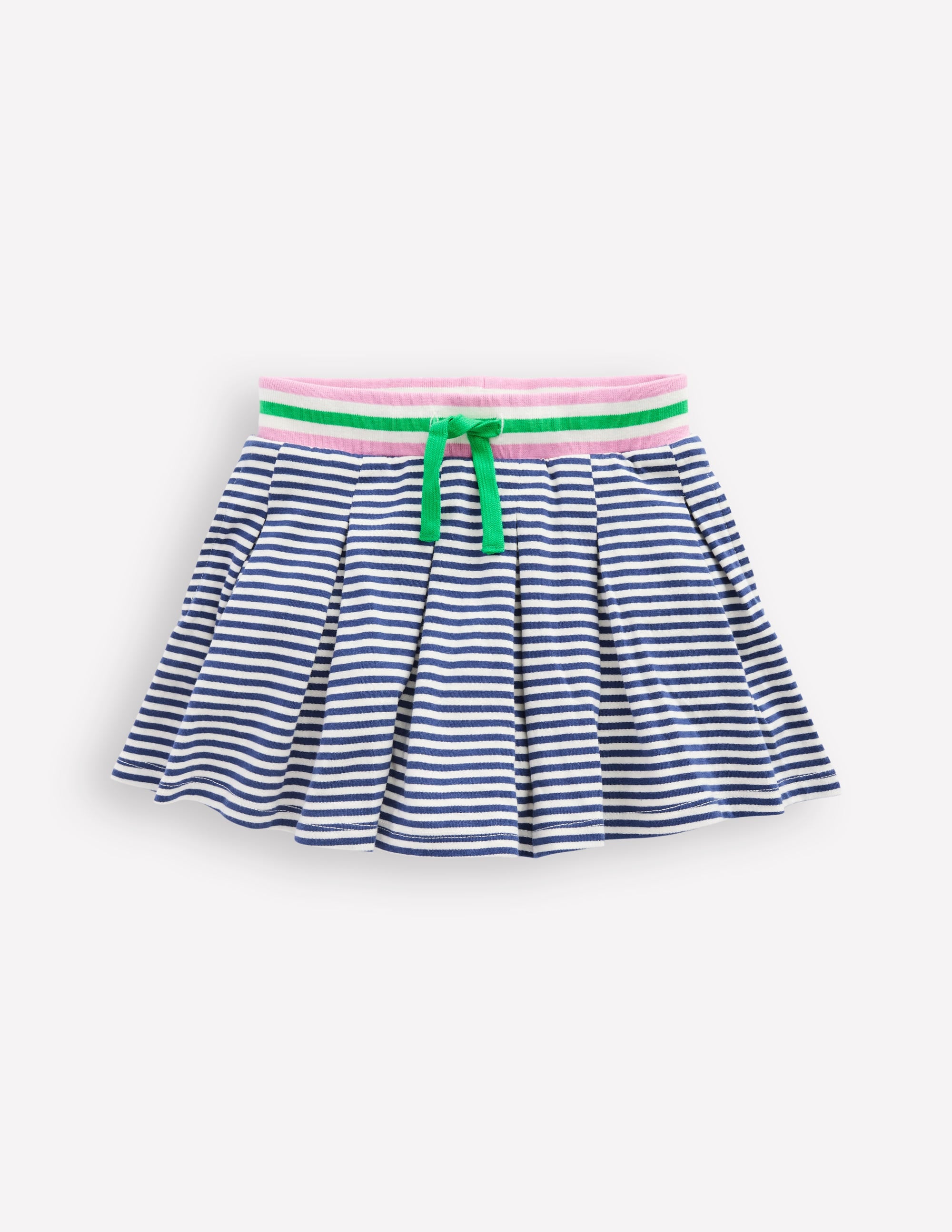 Plissierter Jersey-Skort-Steuerbordblau Naturweiß Streifen - Image 1