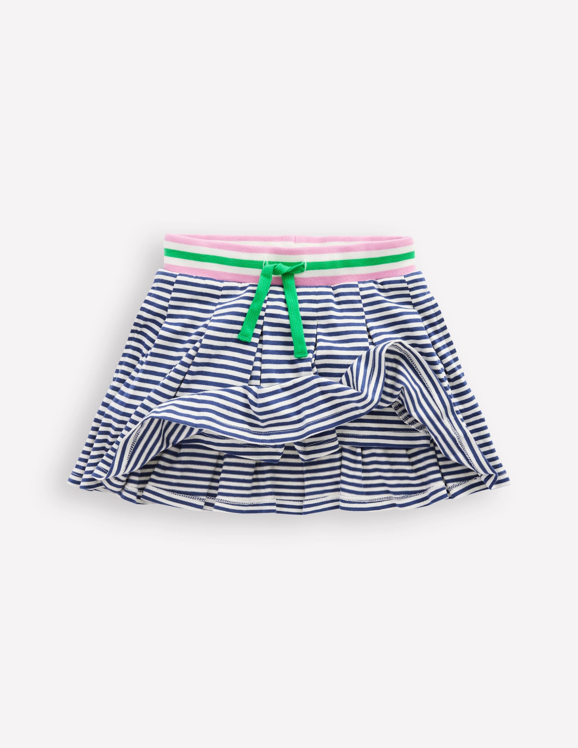 Plissierter Jersey-Skort-Steuerbordblau Naturweiß Streifen - Image 4