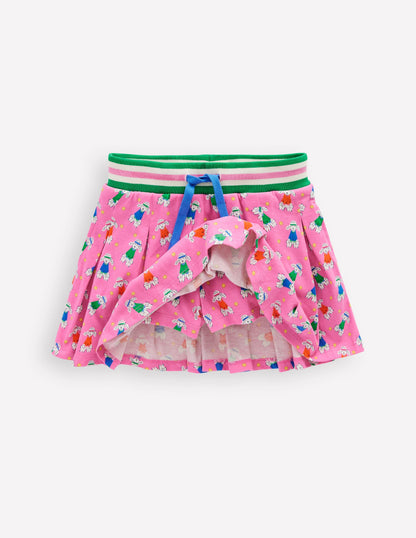 Jupe-short plissée en jersey-Caniche sportif rose cosmos