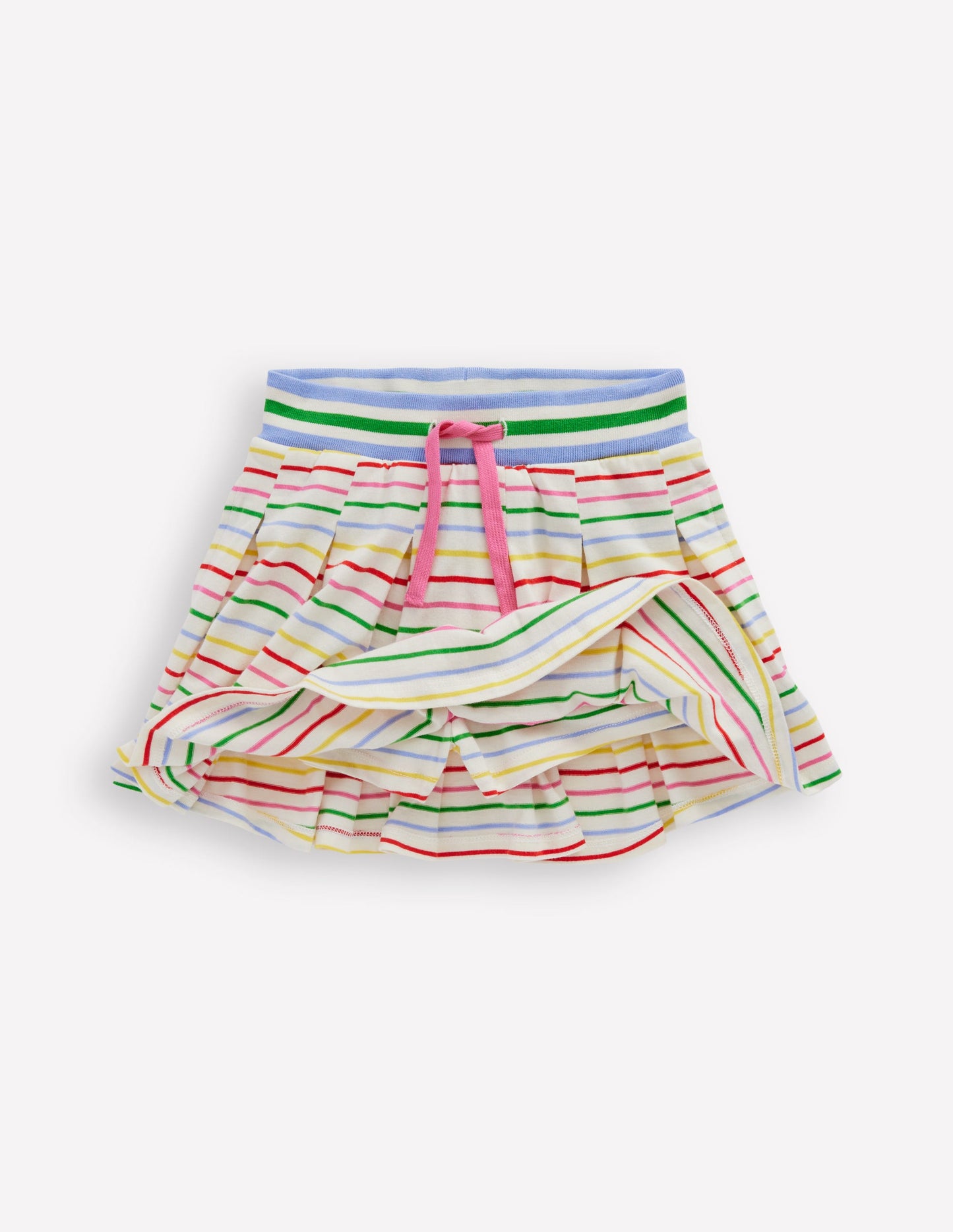 Pleated Jersey Skort-Multi Stripe