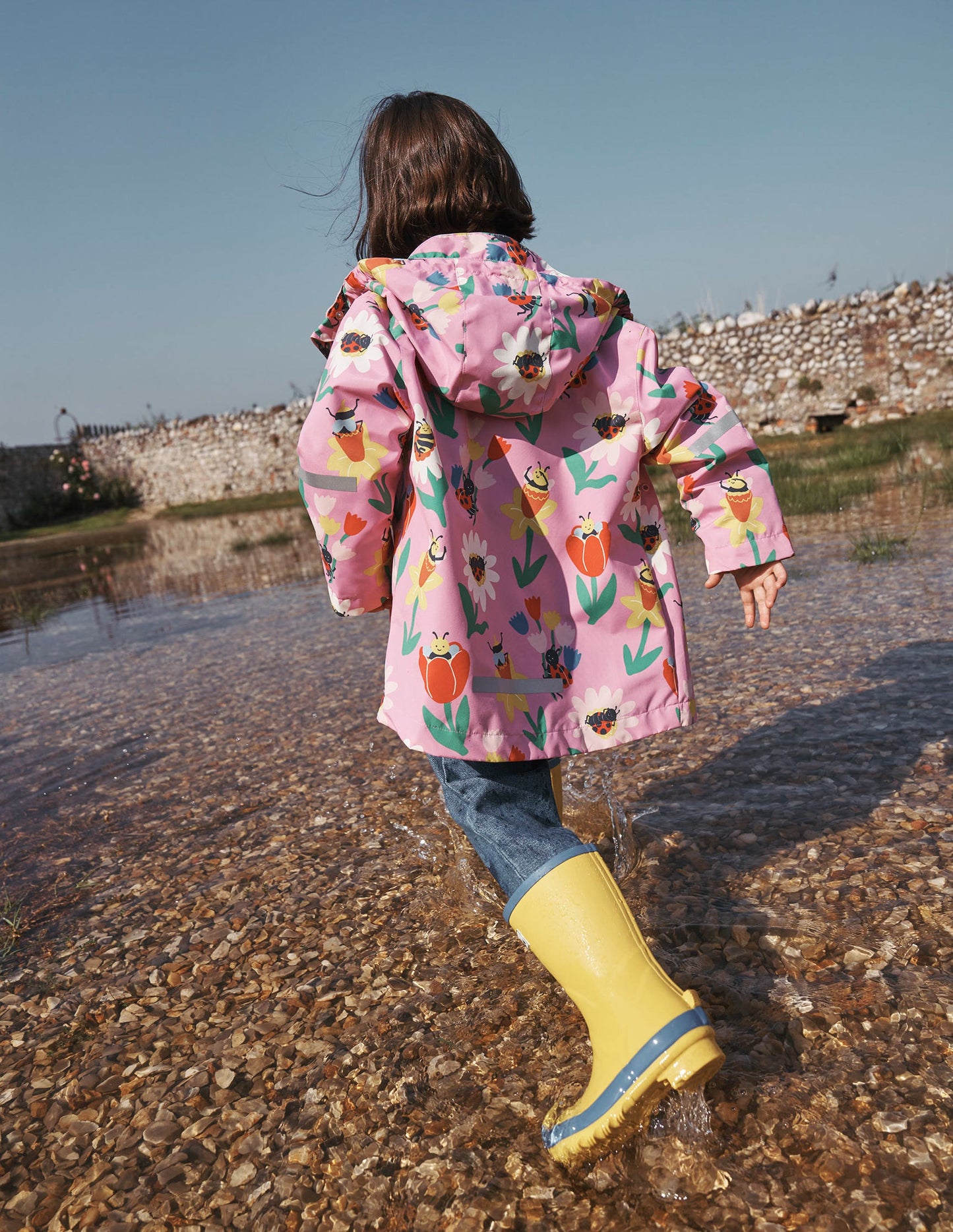 Wasserdichte Fischerjacke-Rosa Frühlingsgarten