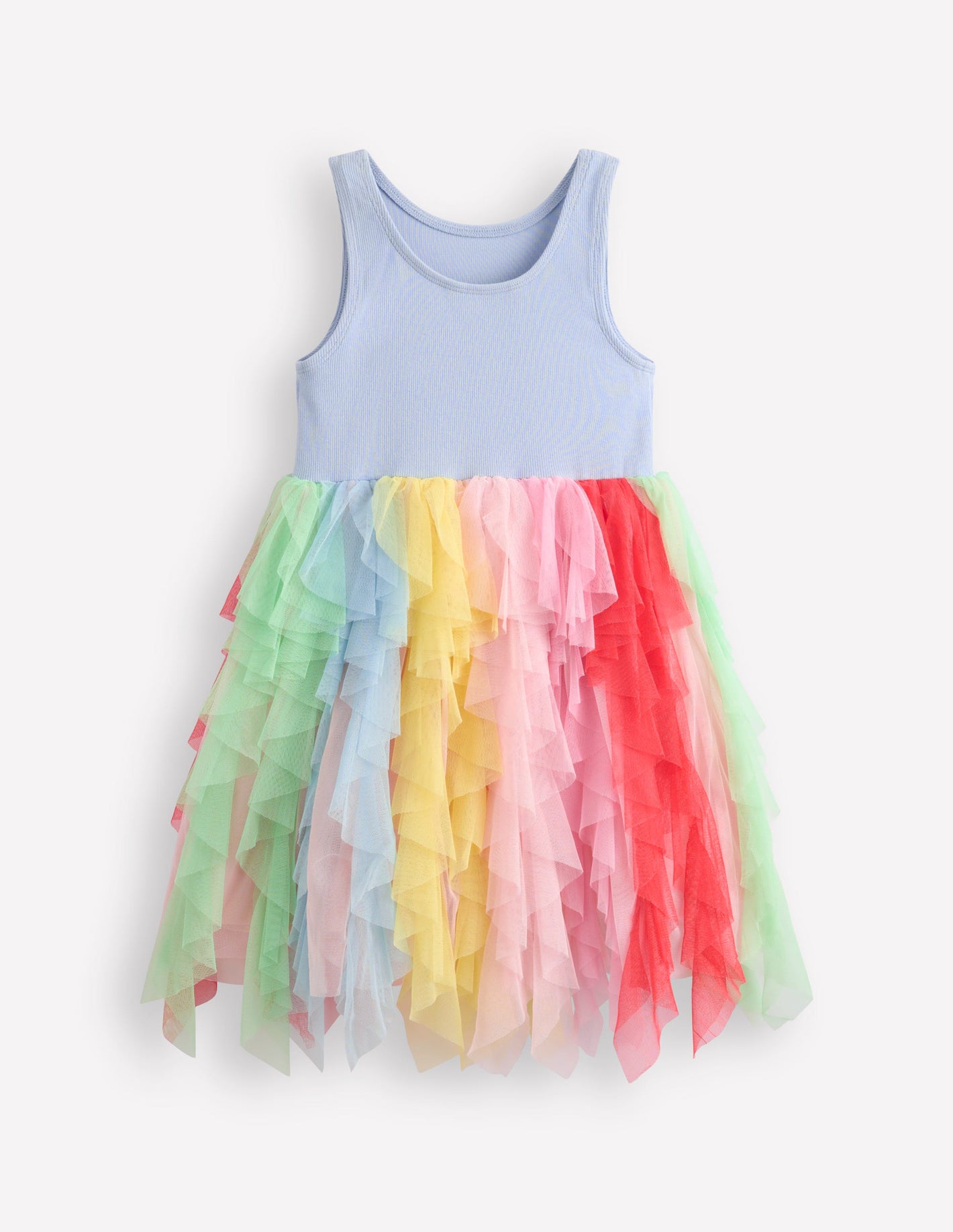 Robe en tulle et jersey-Arc-en-ciel bleu brumeux