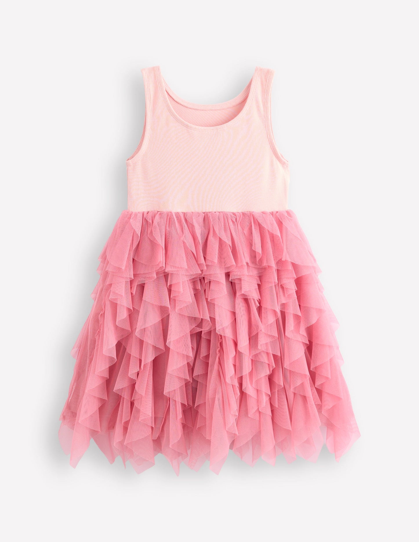 Robe en tulle et jersey-Rose craie