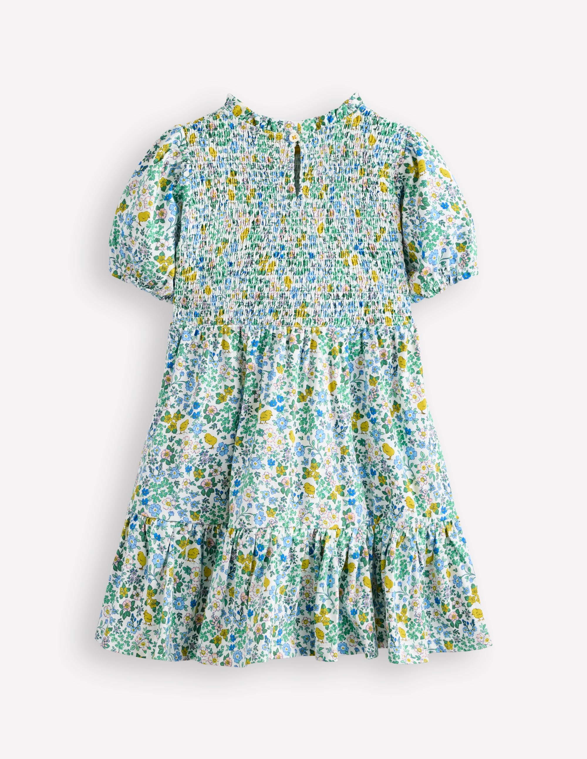 Robe Aurora tournoyante et froncée-Poussin floral blanc vanille - Image 2