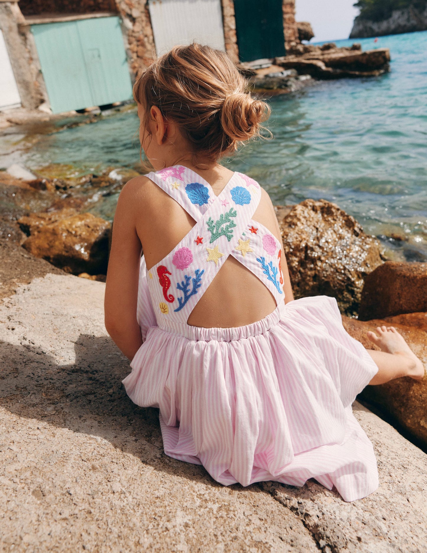 Harper Kleid mit gekreuzten Rückenträgern-Rosa Meerjungfrau