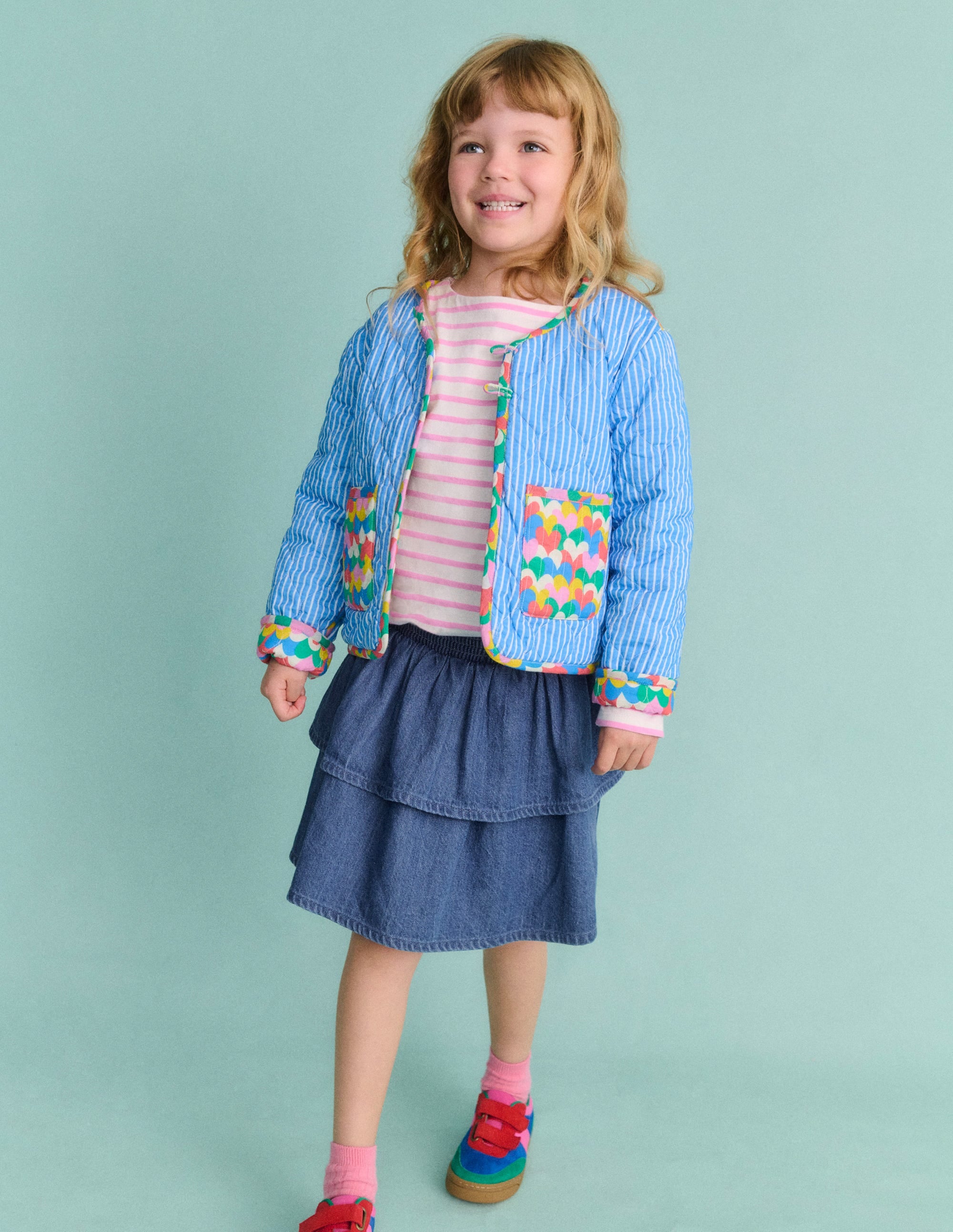 Tiered Woven Skirt-Chambray - Image 5