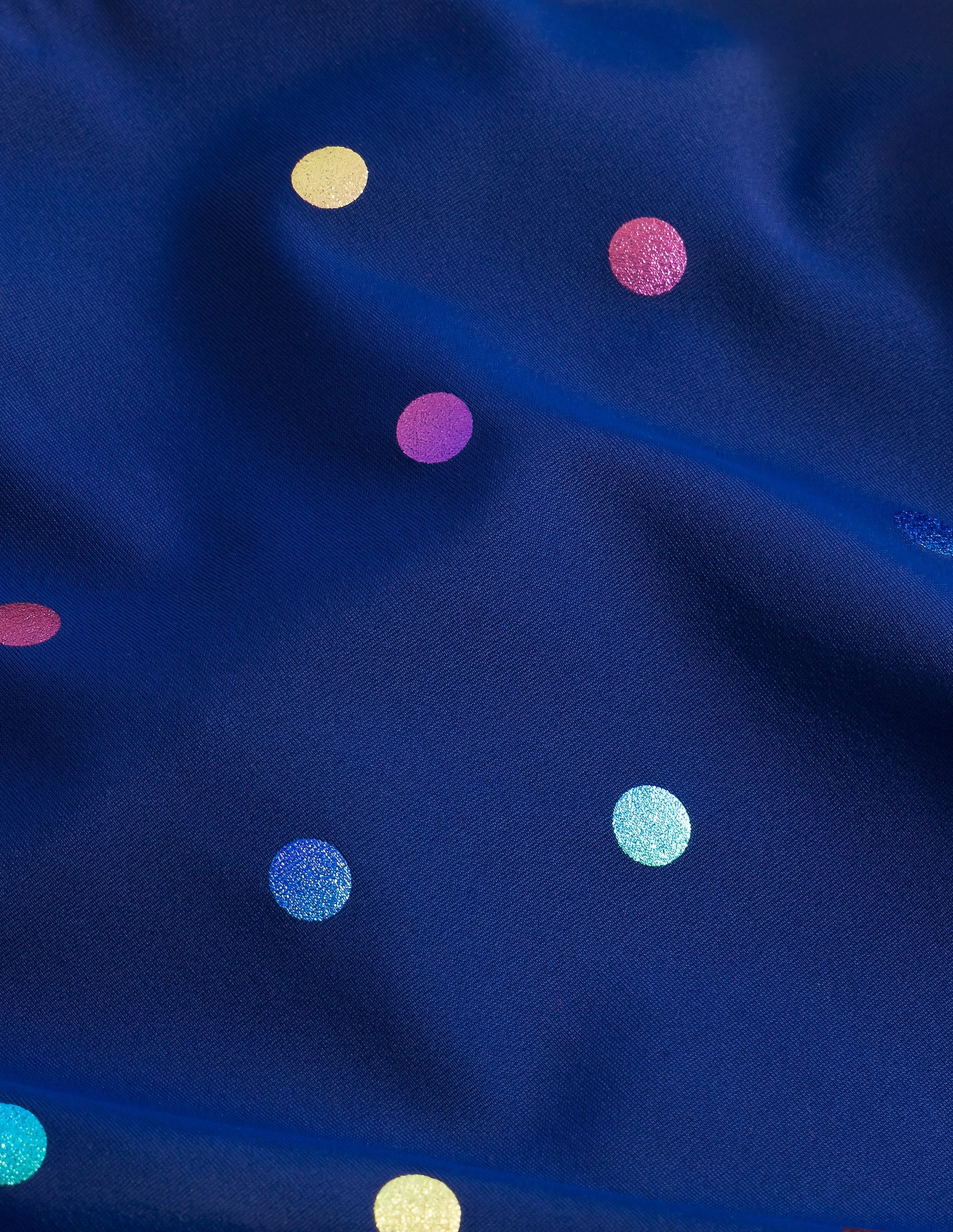 Bedruckter Badeanzug mit gekreuzten Trägern-Marineblau, Regenbogen Folienkonfetti - Image 3