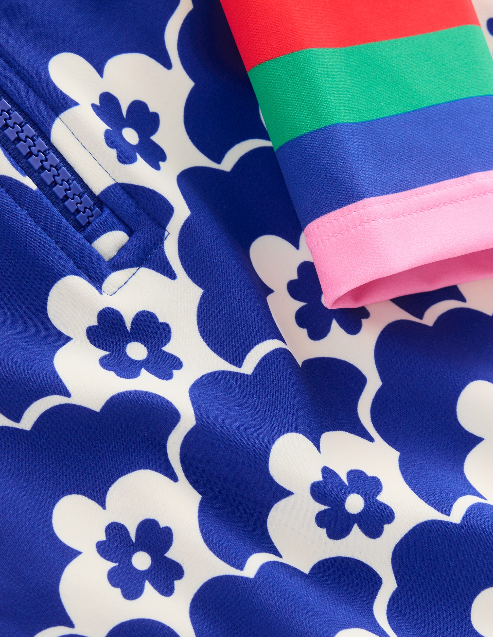 Maillot de bain à manches longues-Fleur géométrique bleu orion - Image 3