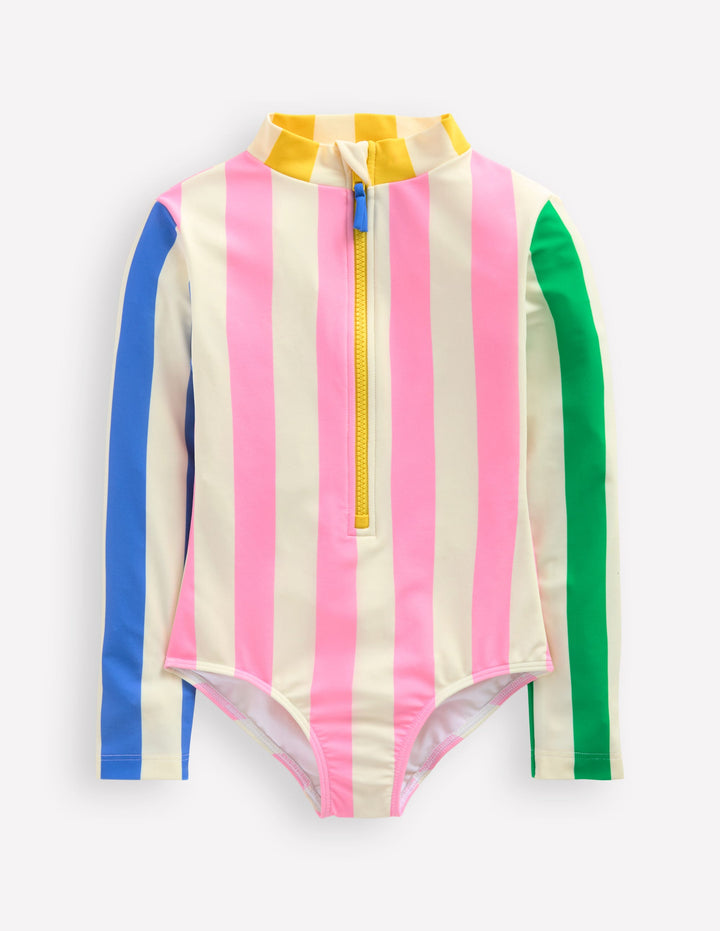 Long-sleeved Swimsuit-Hotchpotch Stripe