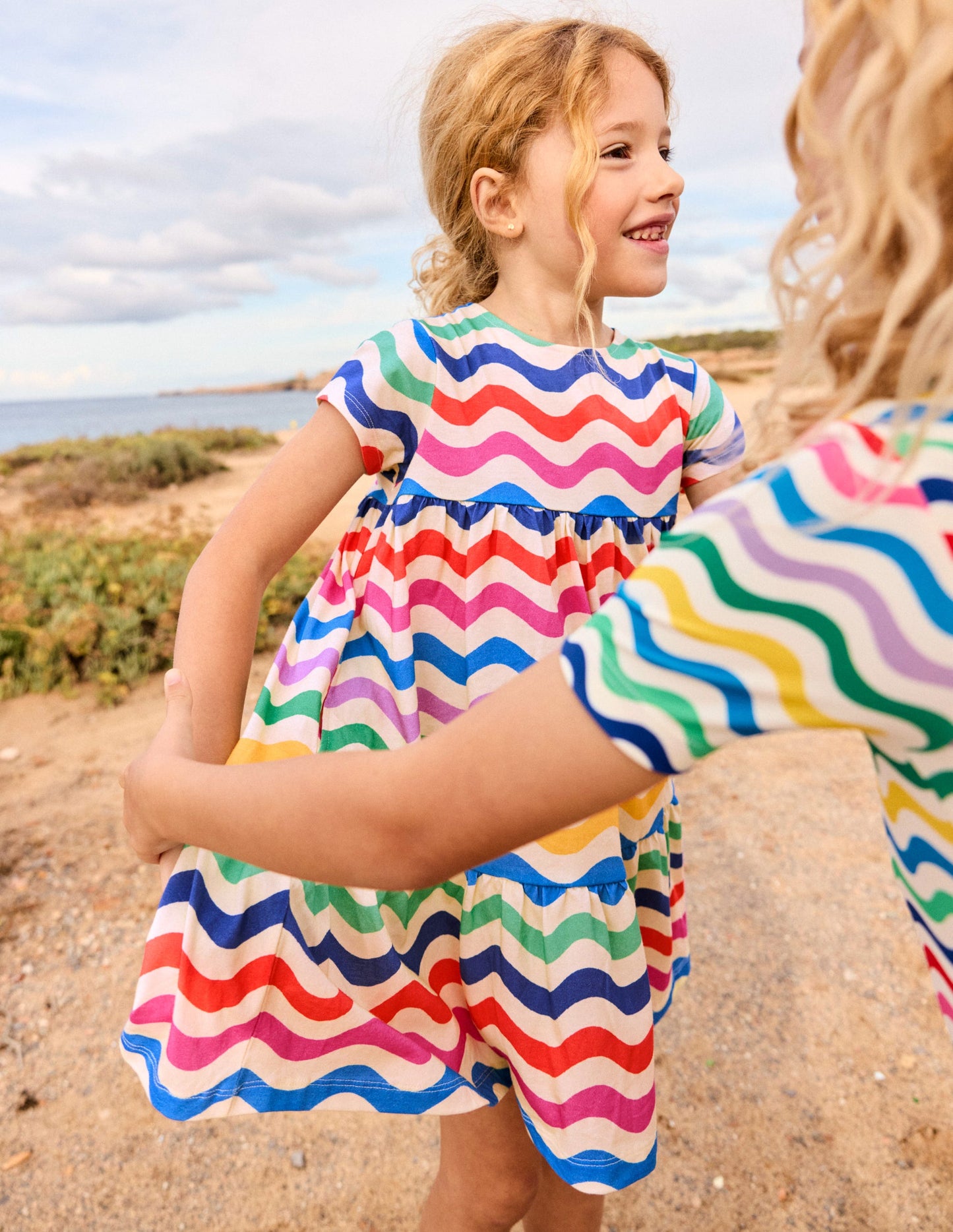 Ariel Twirly Jersey Dress-Multi Wave