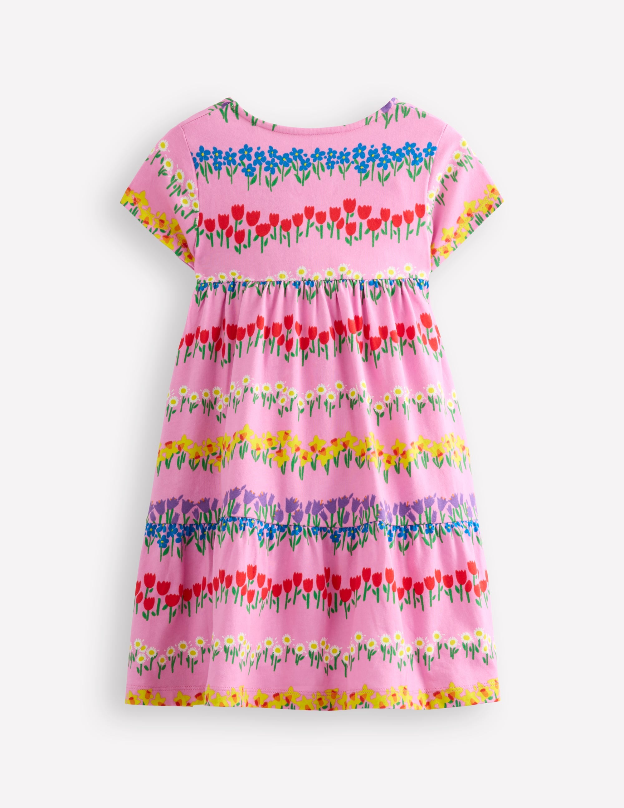 Robe tournoyante Ariel en jersey-Rayé floral rose cosmos - Image 2