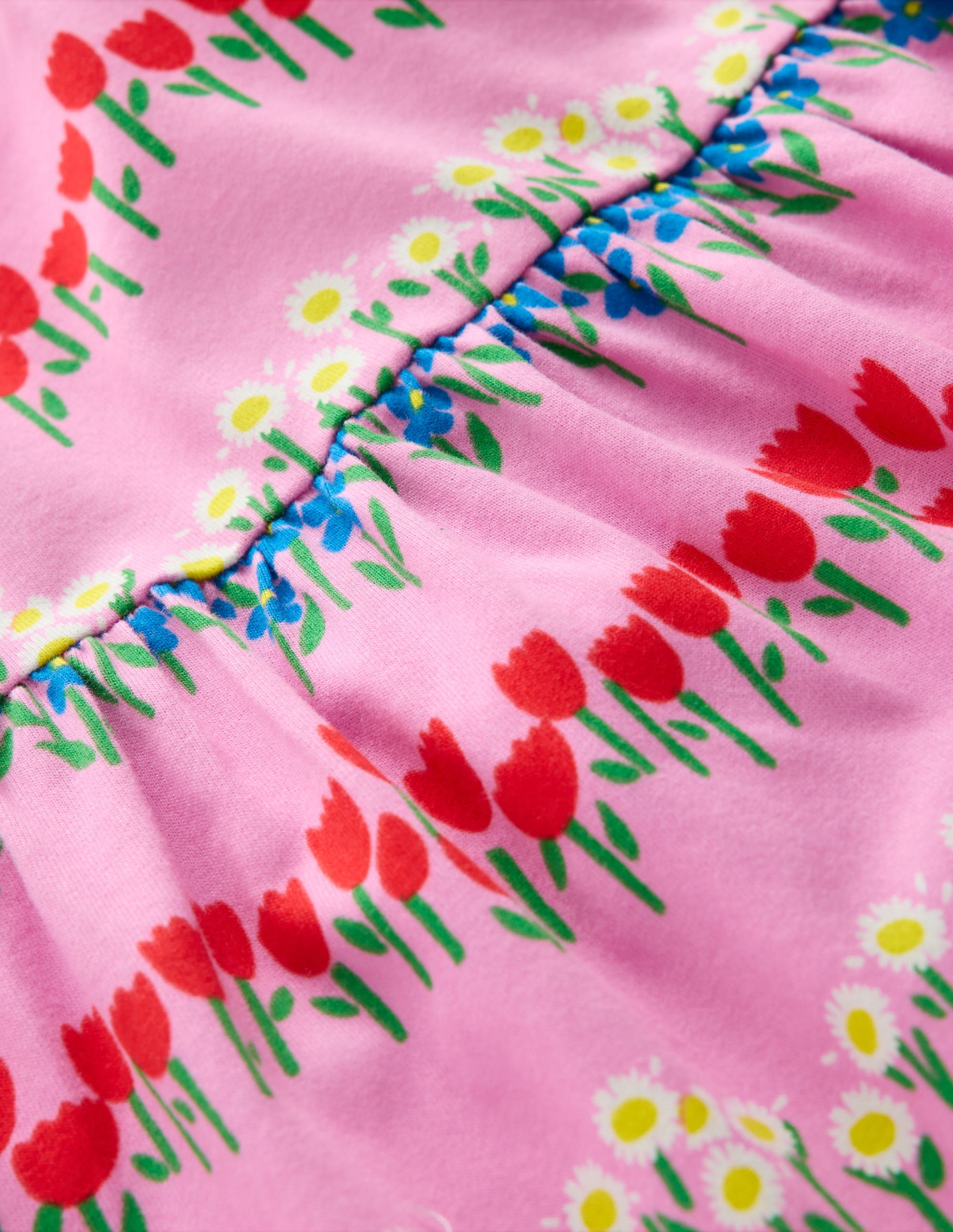 Robe tournoyante Ariel en jersey-Rayé floral rose cosmos - Image 3