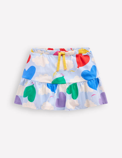 Tiered Jersey Skort-Misty Blue Balloon Sky