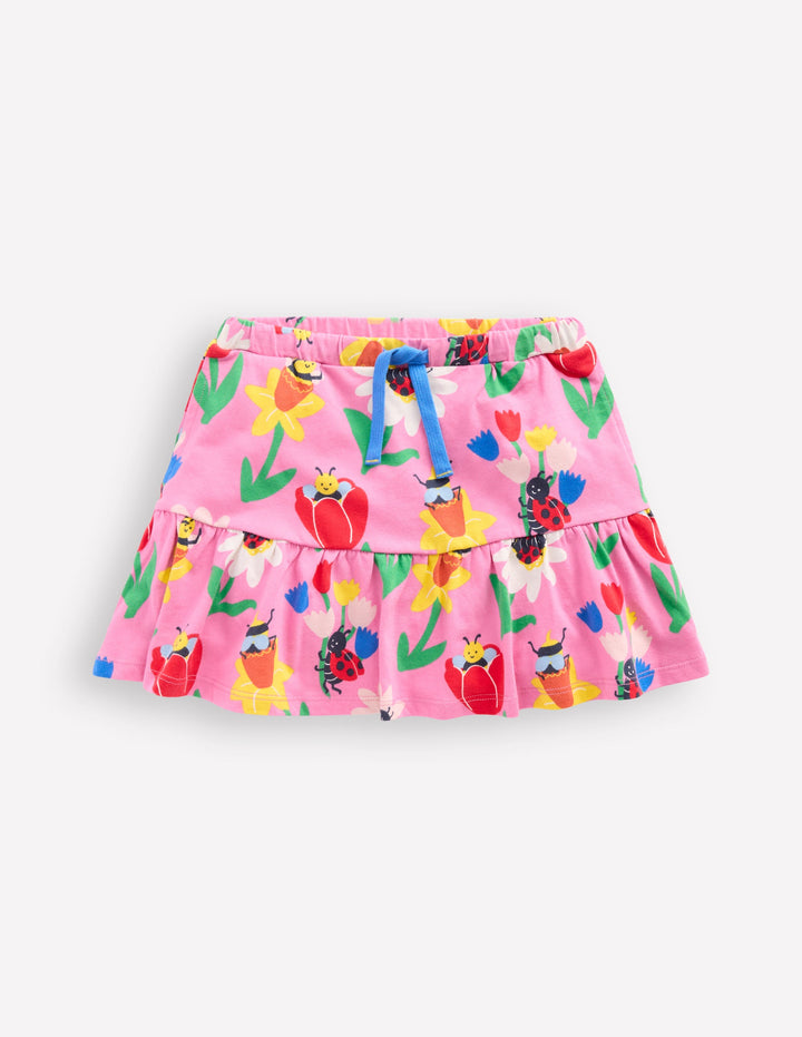 Gestufter Jersey-Skort-Fliederzucker Frühlingsgarten