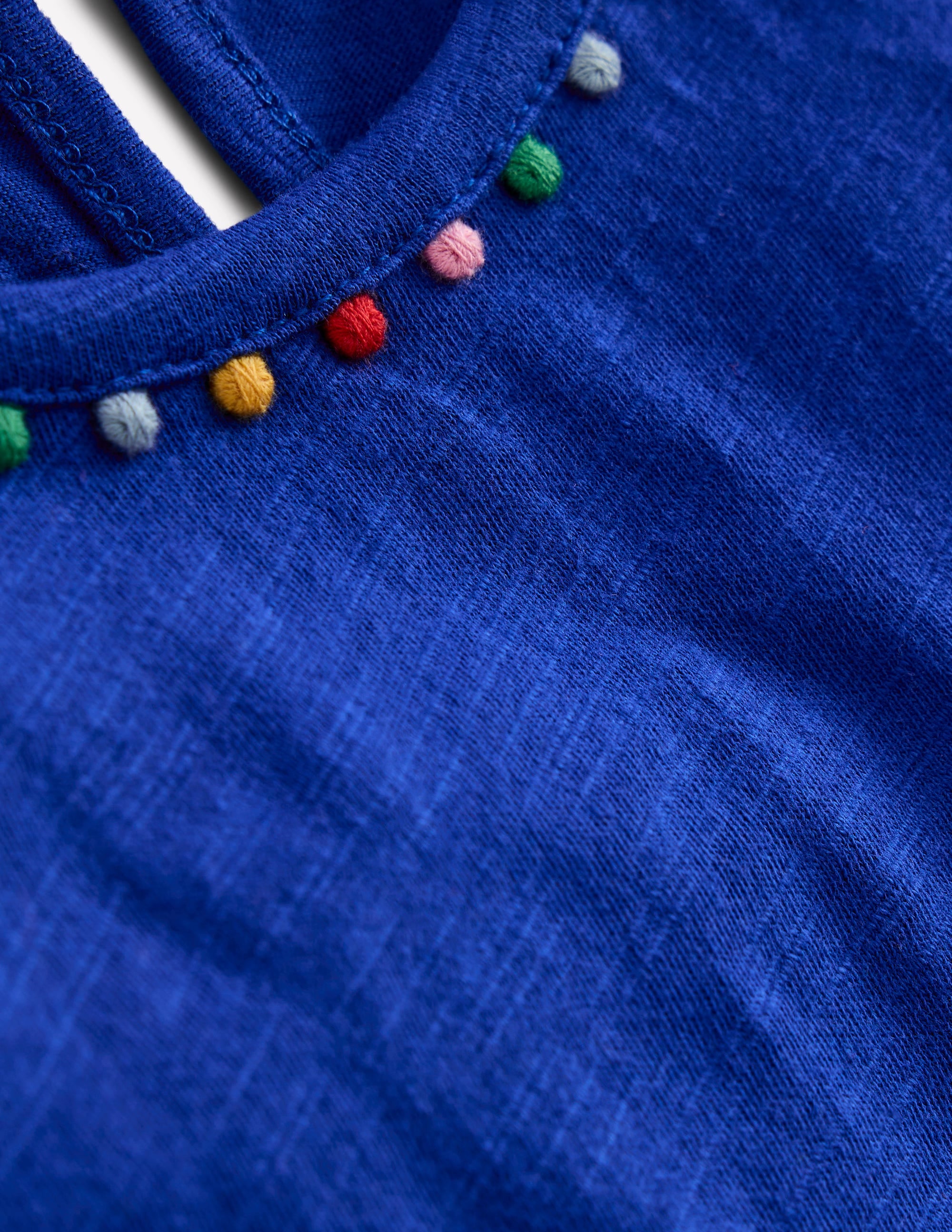 T-shirt Ali à manches bouffantes et pompons-Bleu vif - Image 3