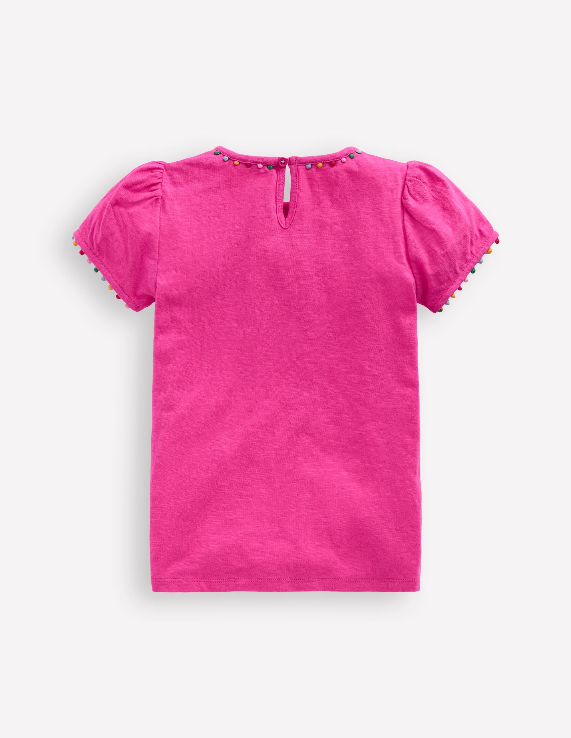 T-shirt Ali à manches bouffantes et pompons-Rose flamant - Image 2