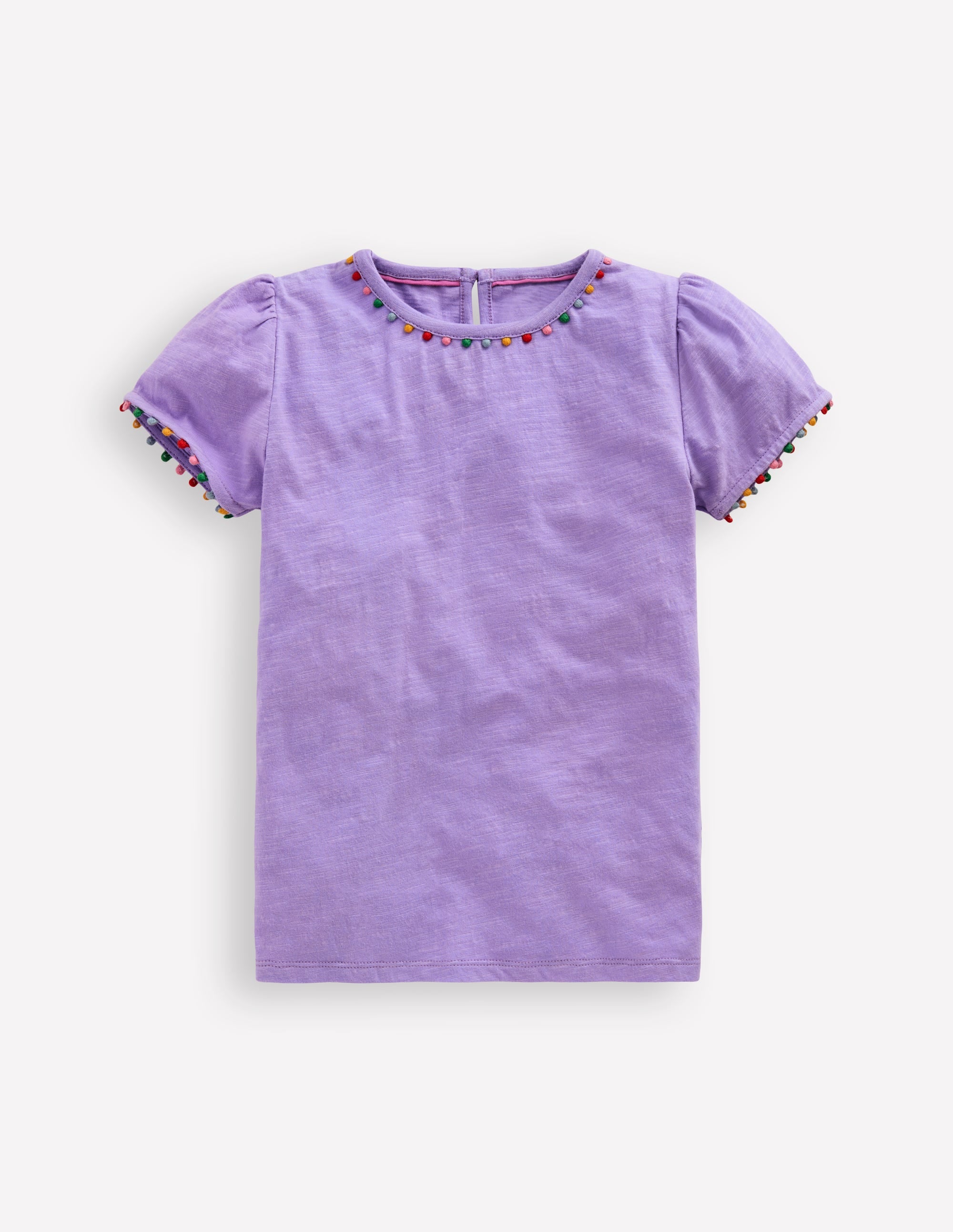 T-shirt Ali à manches bouffantes et pompons-Violet Lavande - Image 1