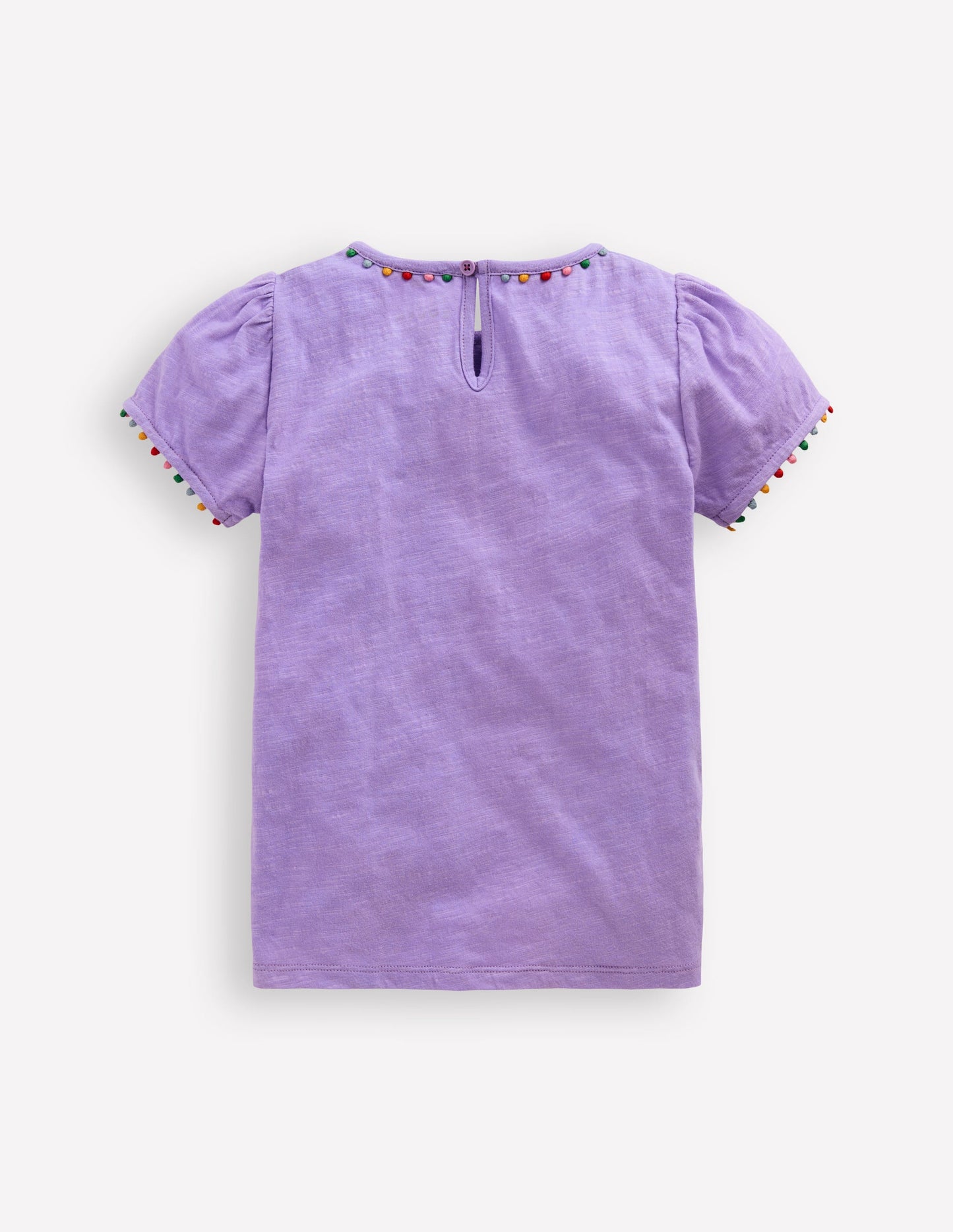 Ali Puff Sleeve Pom T-Shirt-Lavender Purple