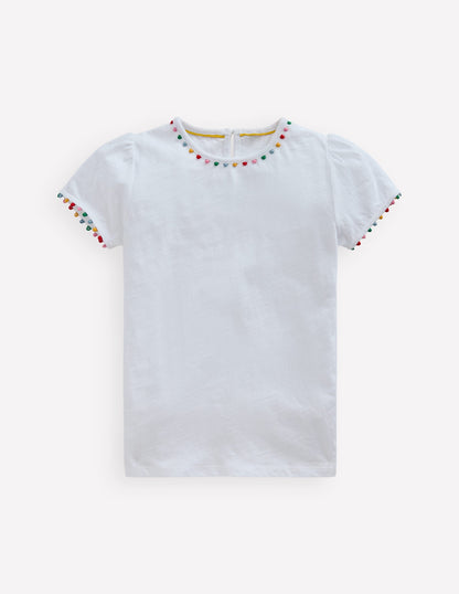 Ali T-Shirt mit Puffärmeln und Bommelbesatz-Weiß-2