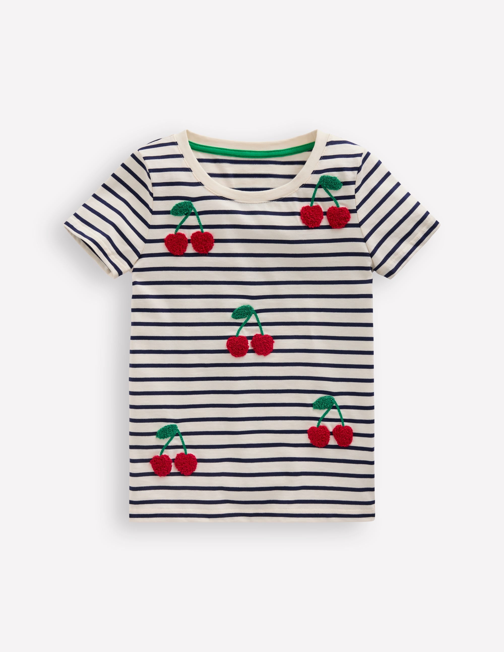 T-shirt Bay en bouclé-Cerises bleu marine foncé/ivoire - Image 1