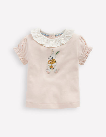 Ruffle Neck T-Shirt-Chalk Pink