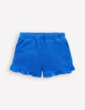 Frottee-Shorts mit Rüschensaum-Blau