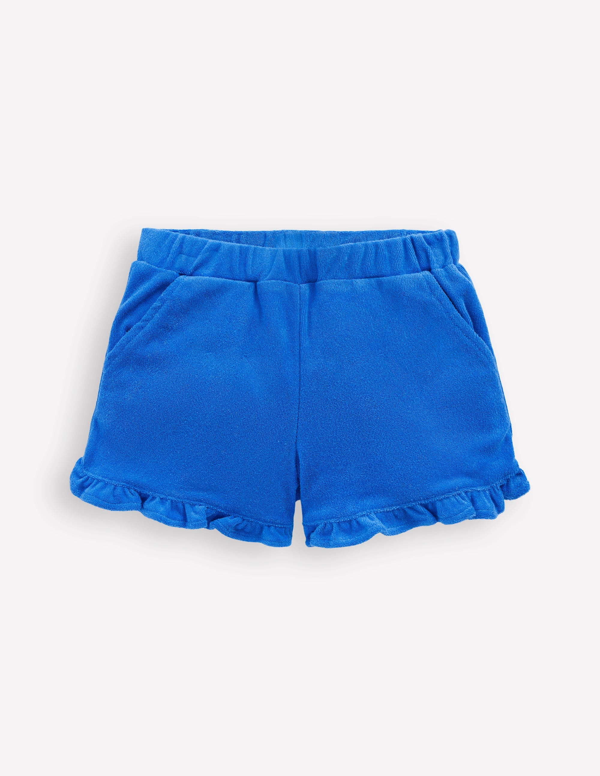 Frottee-Shorts mit Rüschensaum-Blau - Image 1