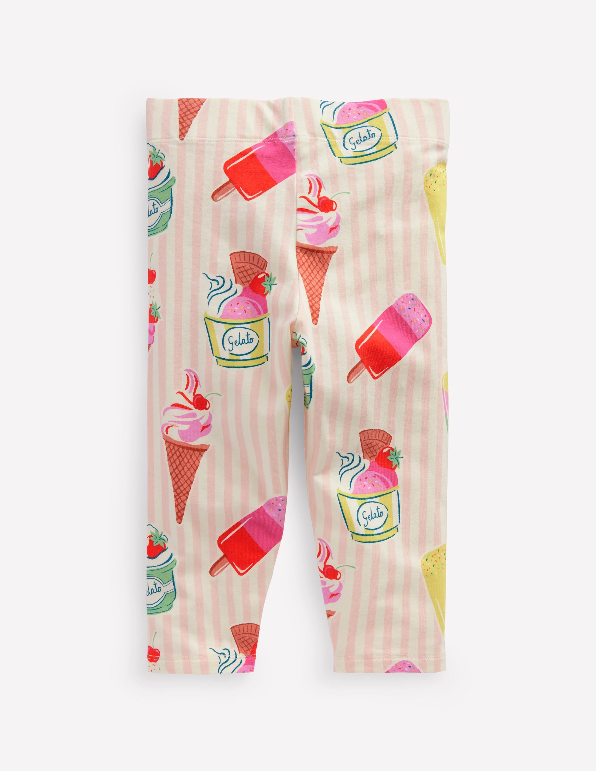 Legging court fun-Rayé glace rose craie - Image 2