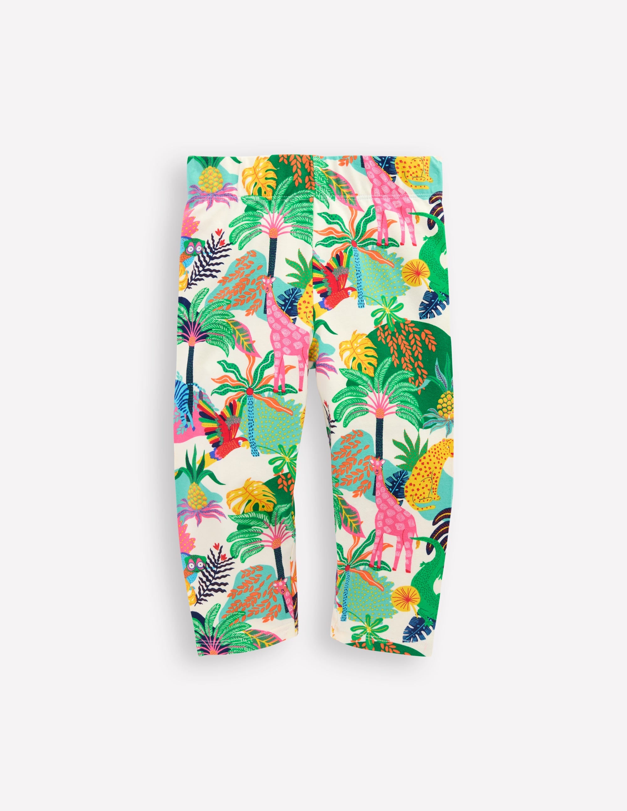 Lustige, verkürzte Leggings-Weiches Naturweiß Bunt Dschungel - Image 1