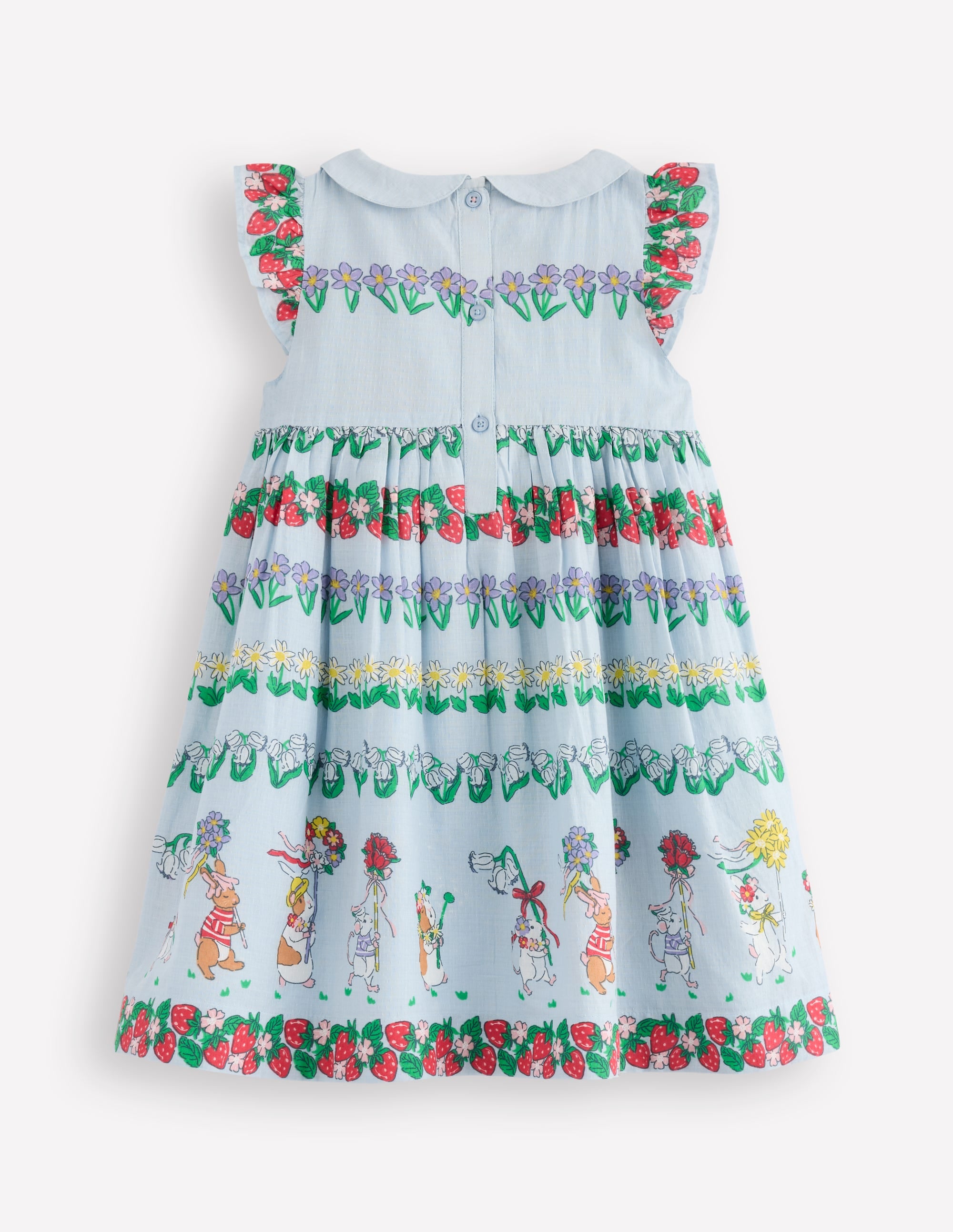 Robe Adeline à smocks-Petits nœuds espacés bleu glacier - Image 2