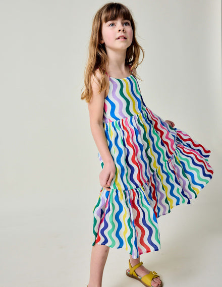 Robe Aurelia tournoyante à volants-Vague multi