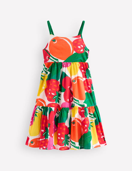 Robe Aurelia tournoyante à volants-Fruits géants multi