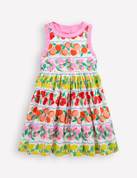 Back Detail Dress-Rainbow Fruit Stripe