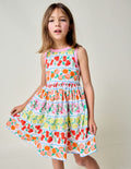 Harlow Kleid mit Rückendetail-Regenbogenfrucht Streifen