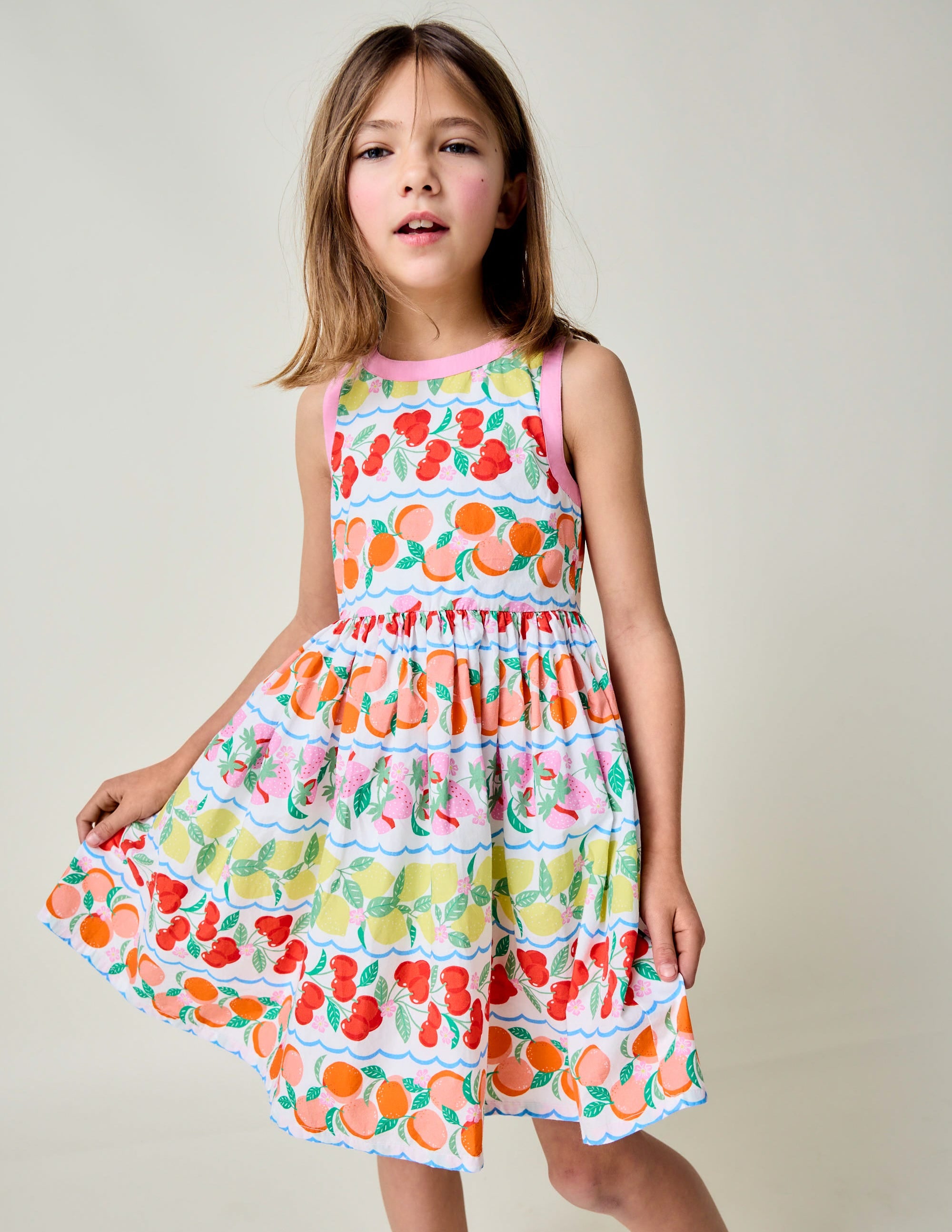Robe Harlow avec détails au dos-Rayé fruits arc-en-ciel - Image 1