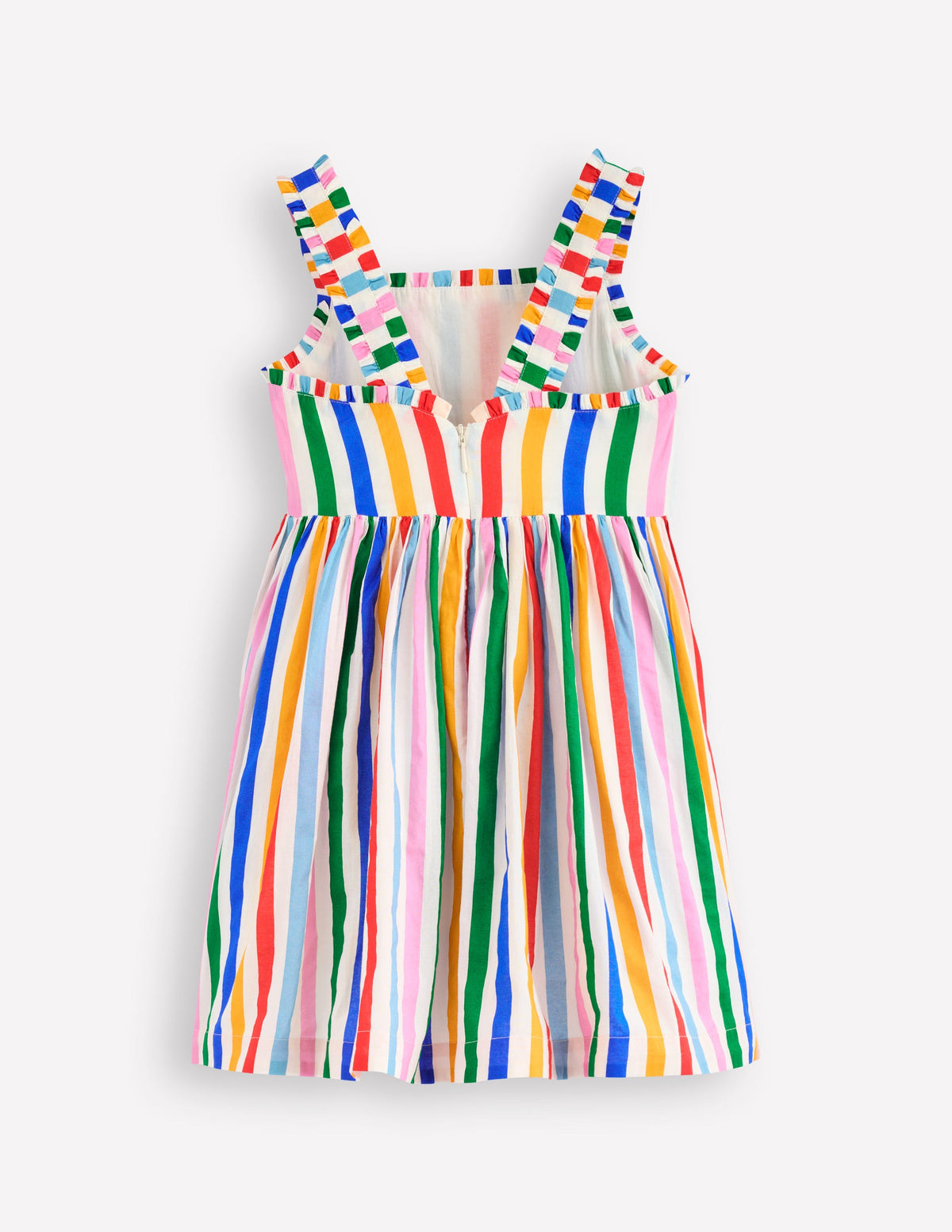 Luna Gewebtes Kleid mit Rüschenträgern-Blitzblau/Bunt, Gestreift - Image 2