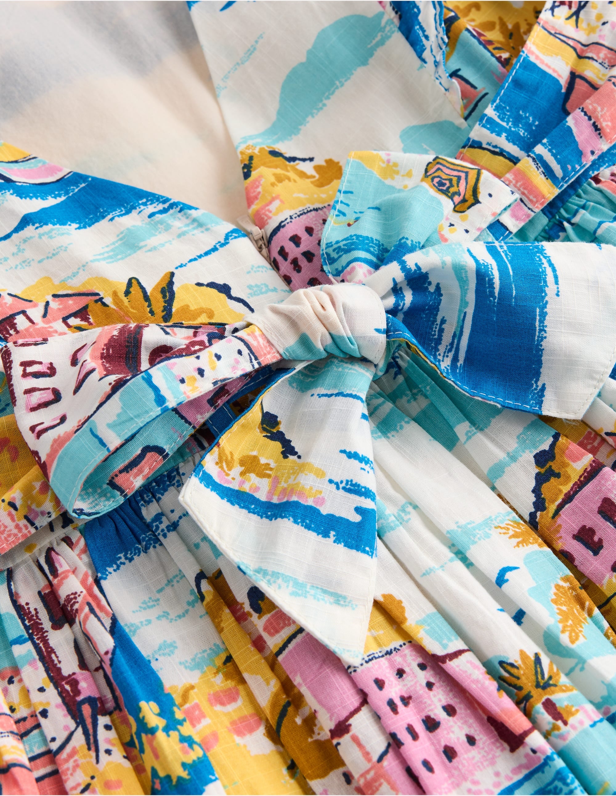 Midikleid mit Schleife am Rücken-Bunt, Küstenszene - Image 3