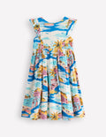 Midikleid mit Schleife am Rücken-Bunt, Küstenszene