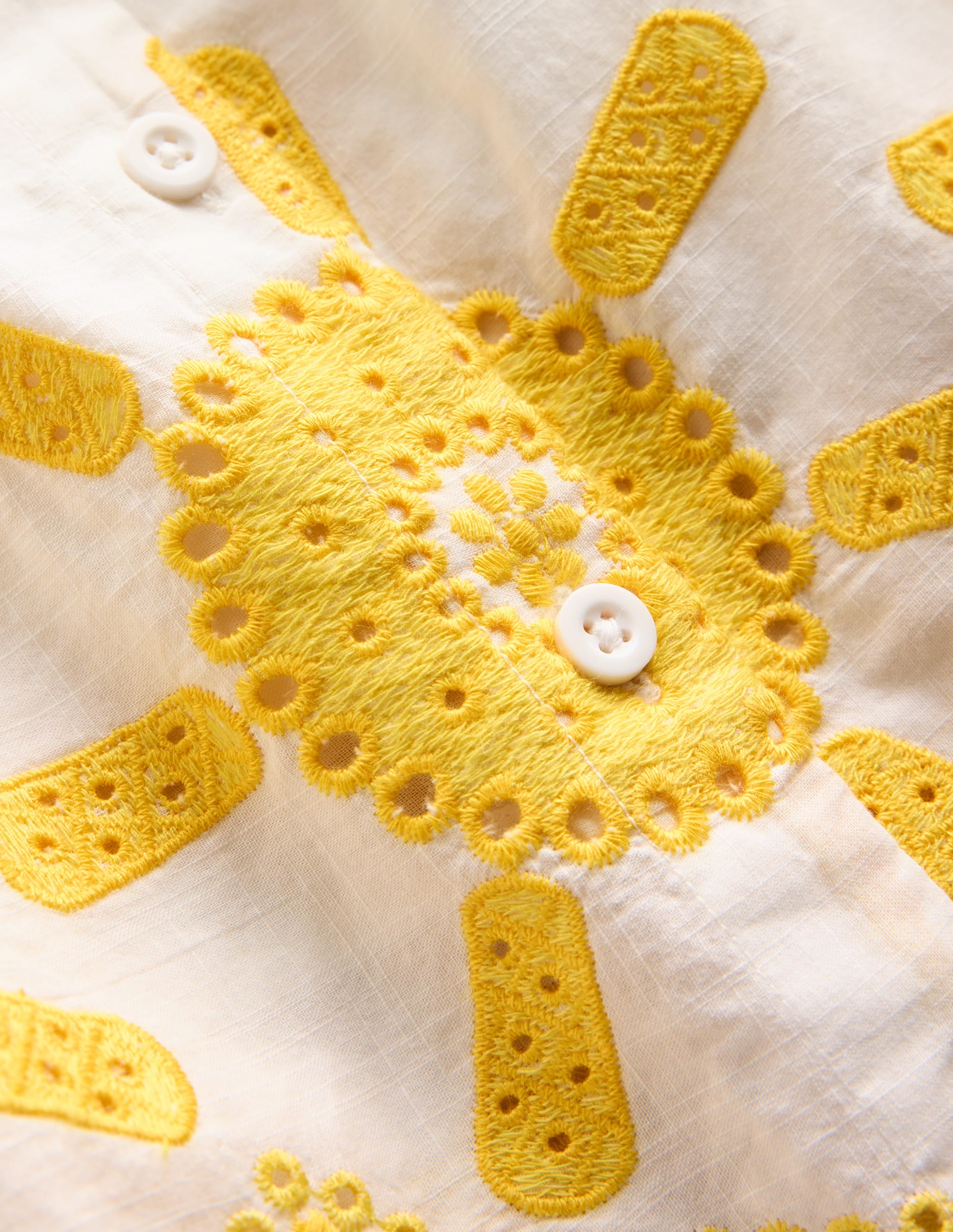 Remy Kleid mit durchgehender Knopfleiste-Naturweiß, Sonnenschein - Image 4