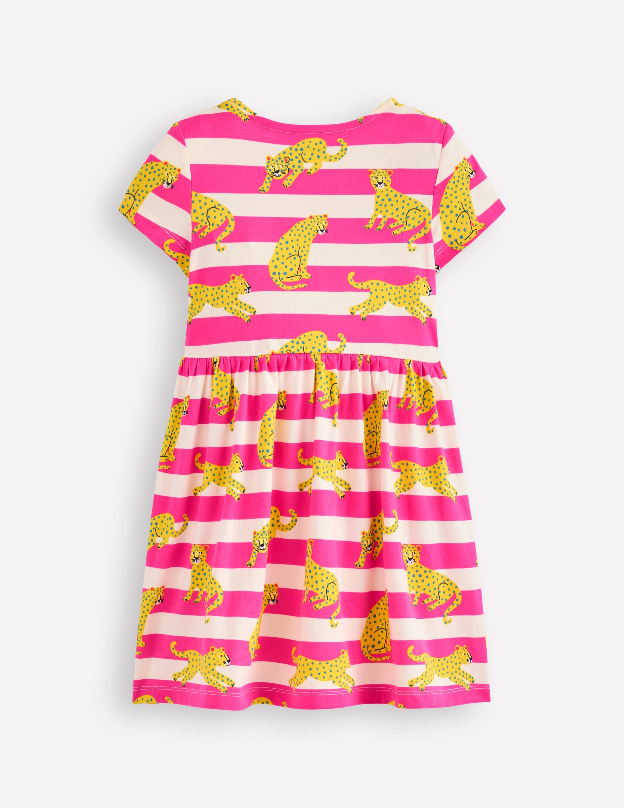 Robe en jersey fun avec poche en cœur-Rayé léopard rose framboise - Image 2