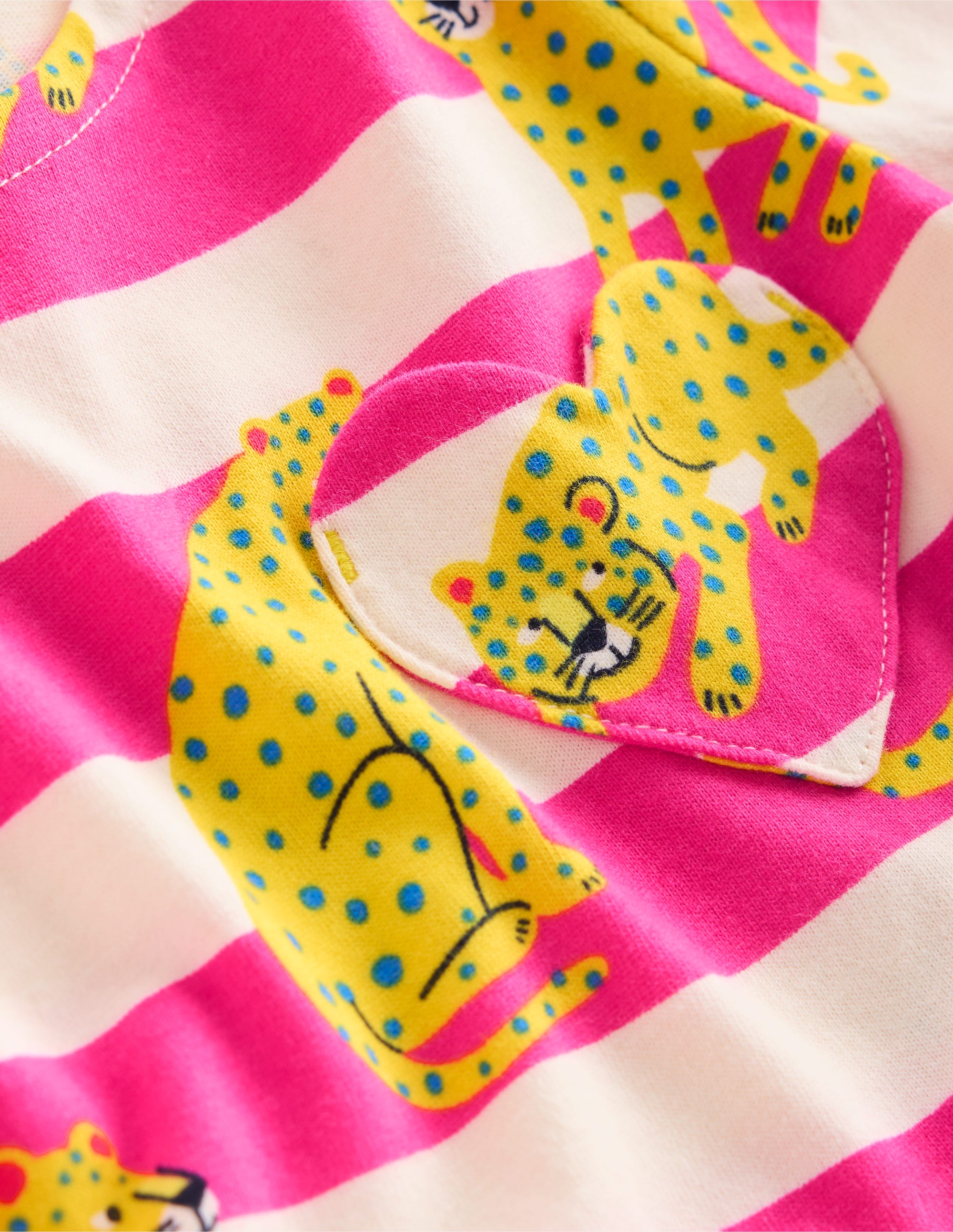 Robe en jersey fun avec poche en cœur-Rayé léopard rose framboise - Image 3