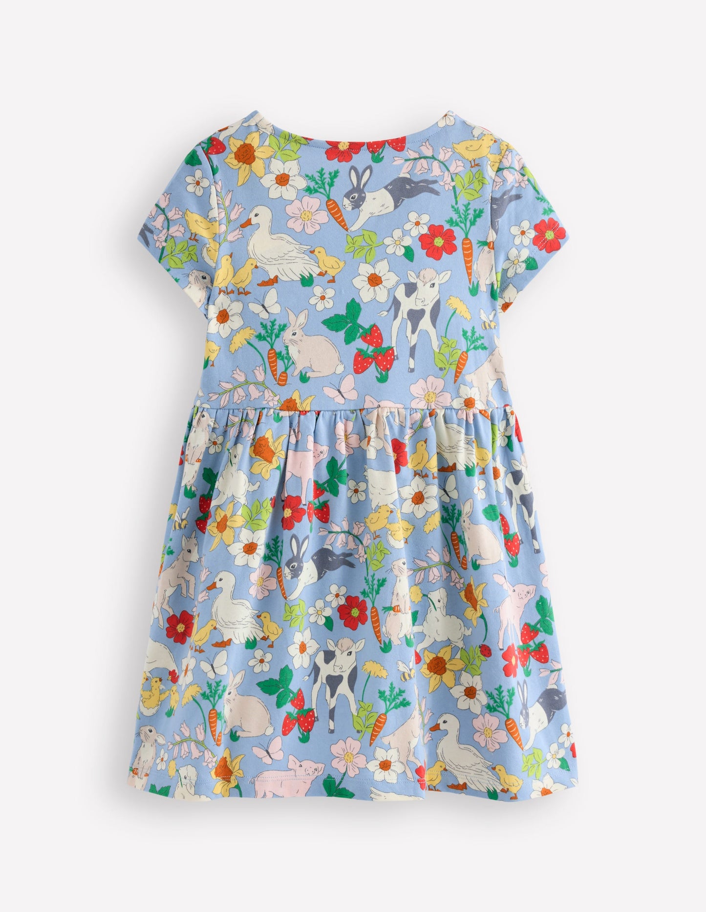 Robe en jersey fun avec poche en cœur-Motif Spring Meadow bleu brumeux