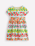 Lustiges Jerseykleid mit Herztasche-Regenbogenfrucht Streifen