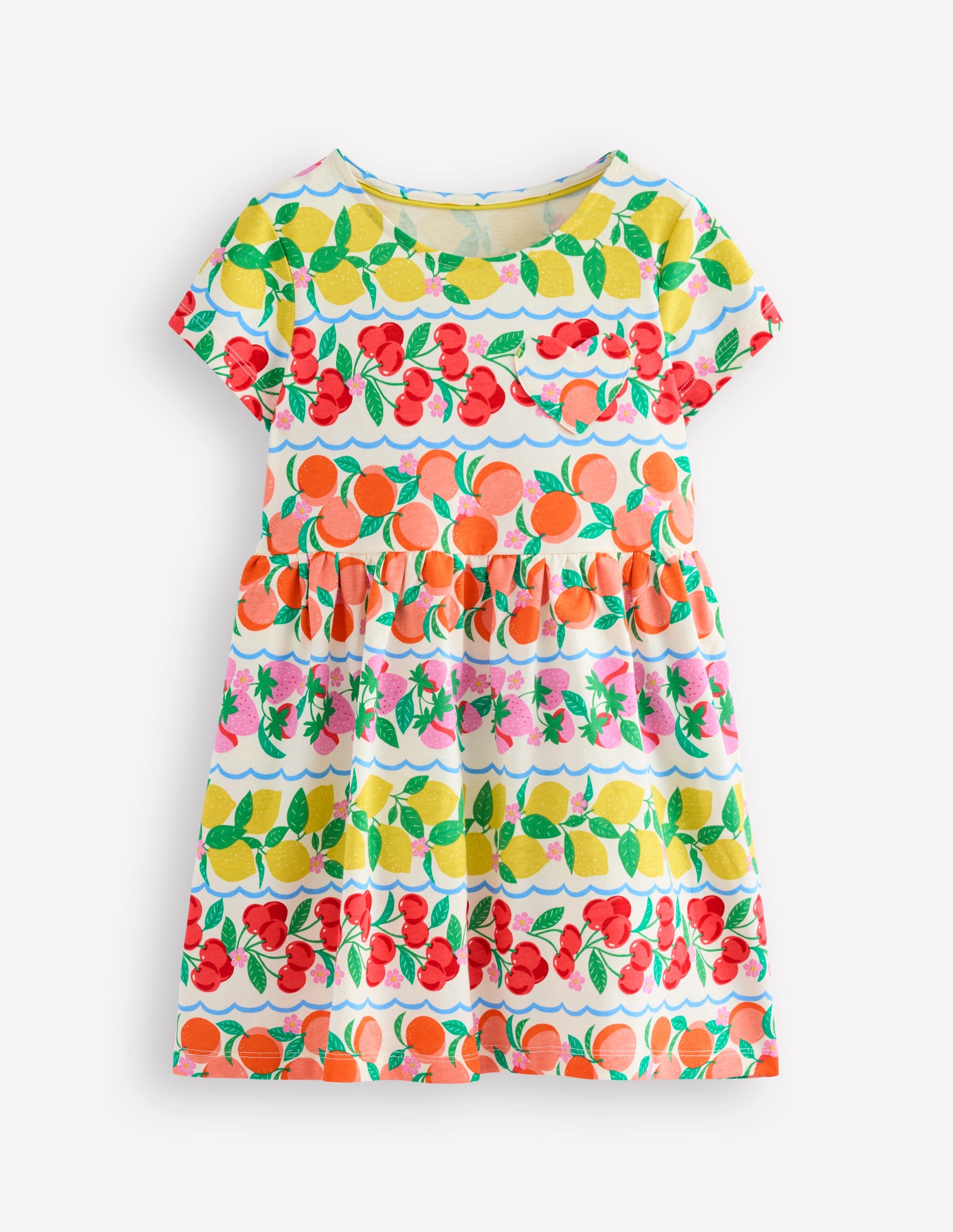 Lustiges Jerseykleid mit Herztasche-Regenbogenfrucht Streifen - Image 1