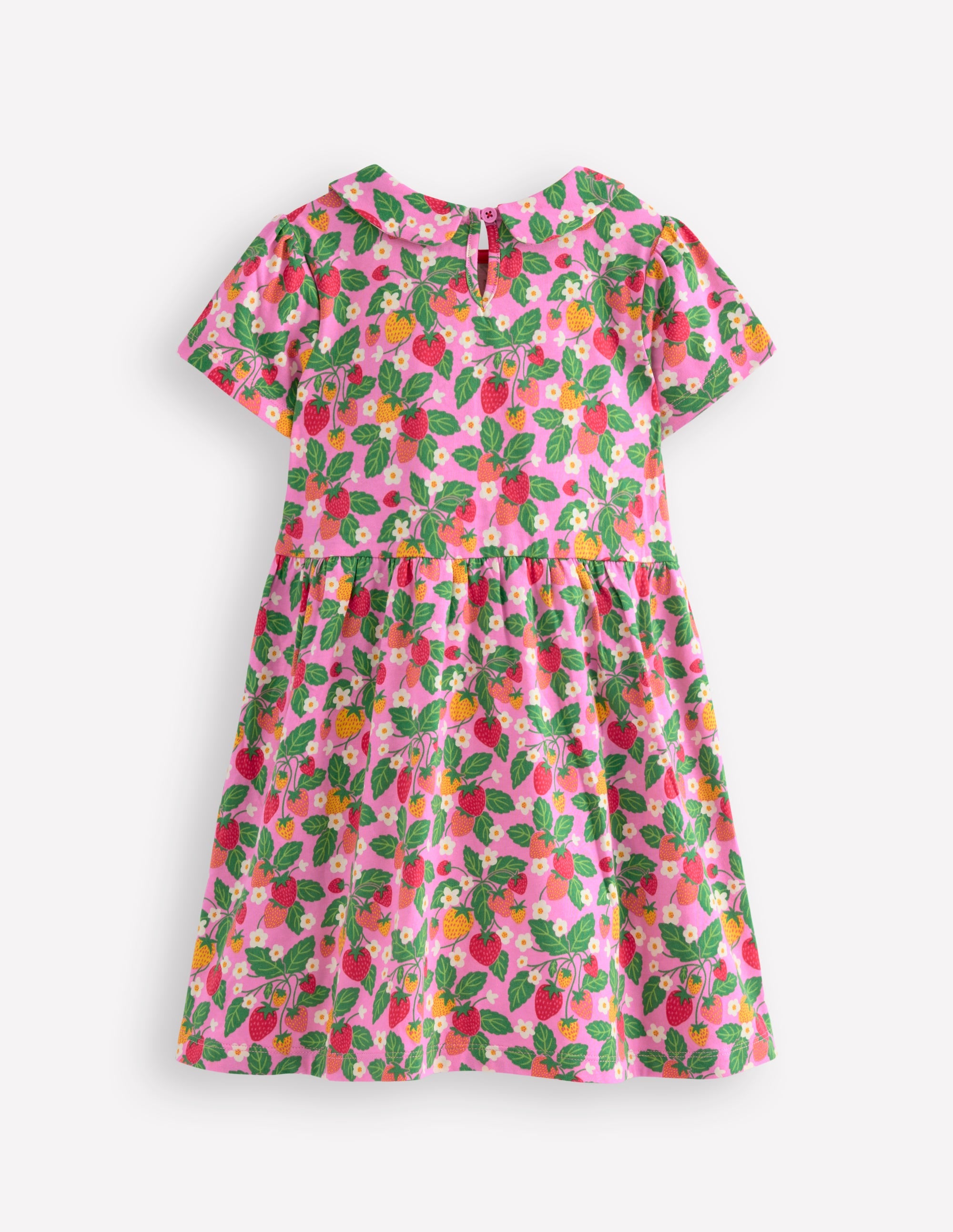 Jerseykleid mit Peter-Pan-Kragen-Kosmos-Rosa Erdbeer-Aufnäher - Image 2